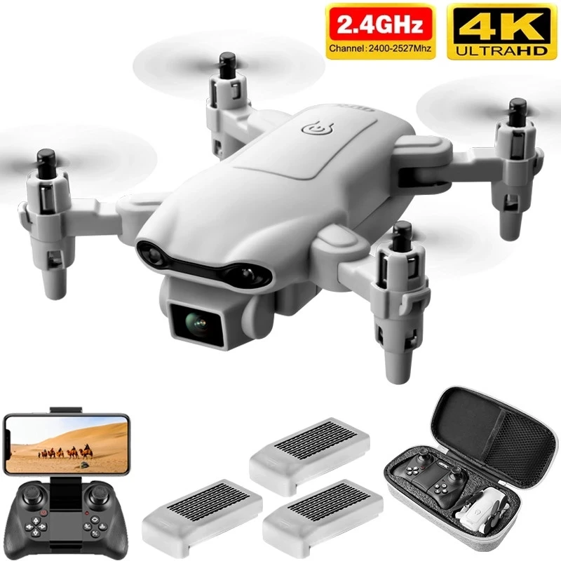 Mini Dron 4K 1080P HD con cámara WiFi Fpv, Dron cuadricóptero de control remoto con cámara 4K 1080P, control de altitud, plegable, color gris