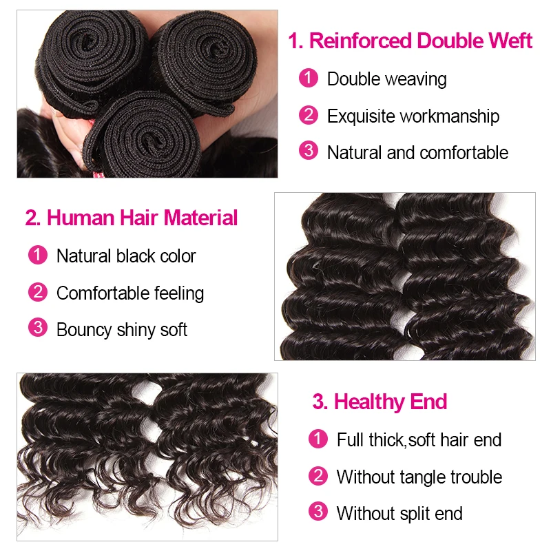 KLAIYI волосы глубокий WaveNatural цвет перуанские человеческие волосы пучки 1"-28" remy волосы переплетения 1 шт. только