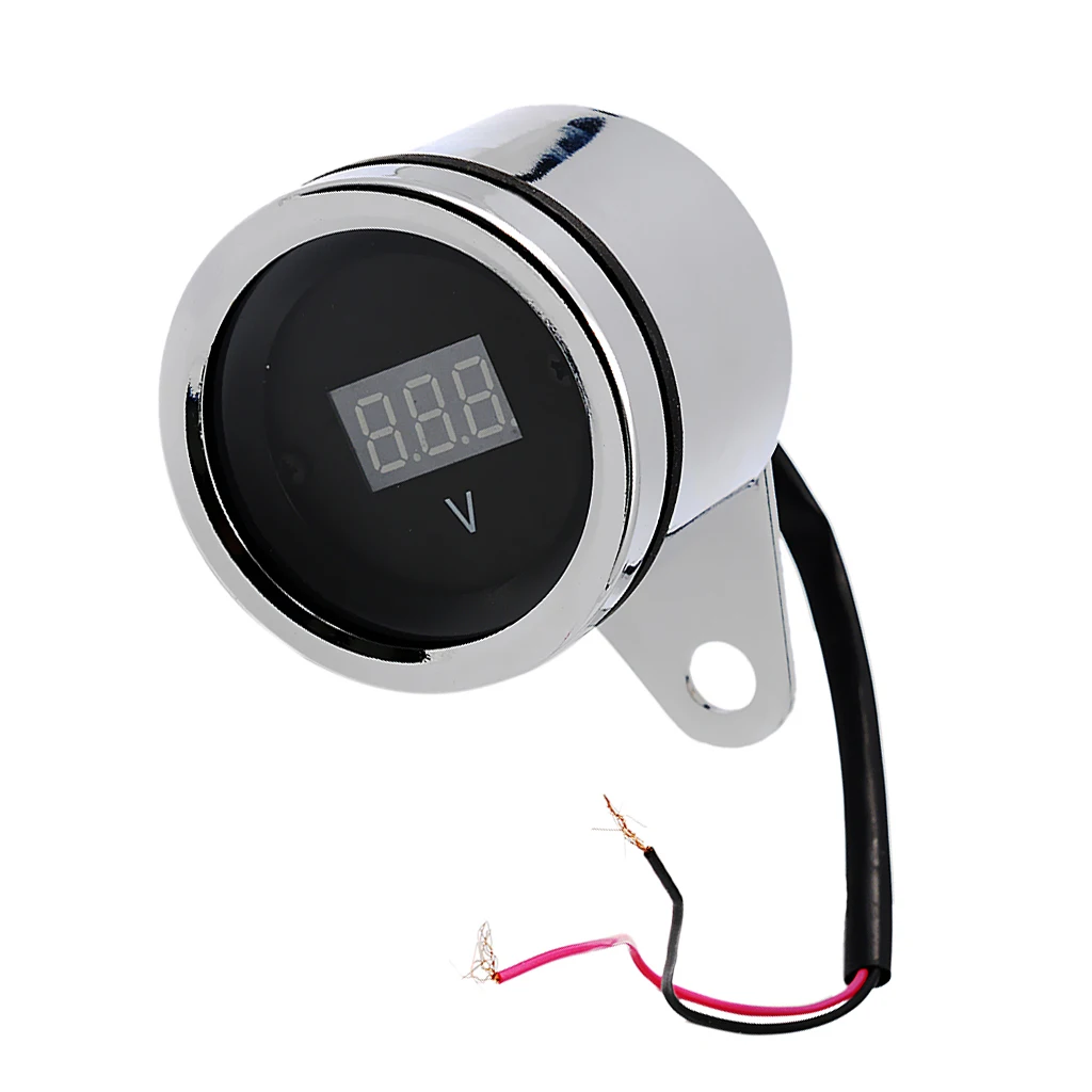 Vintage Voltmeter Voltage Gauge Meter for 12V Motorcycle ATVs Chrome Finish