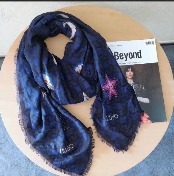 Итальянский модный Бренд liu. jo женские шарфы, летние модные шарфы высокого качества - Цвет: Бежевый