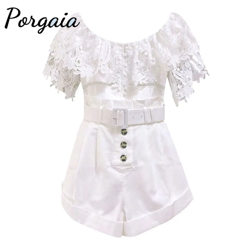 

Porgaia Elegant Lace White Dress France Style Super Sweet Slash Neck White Dress Women Harajuku Dress White Dress