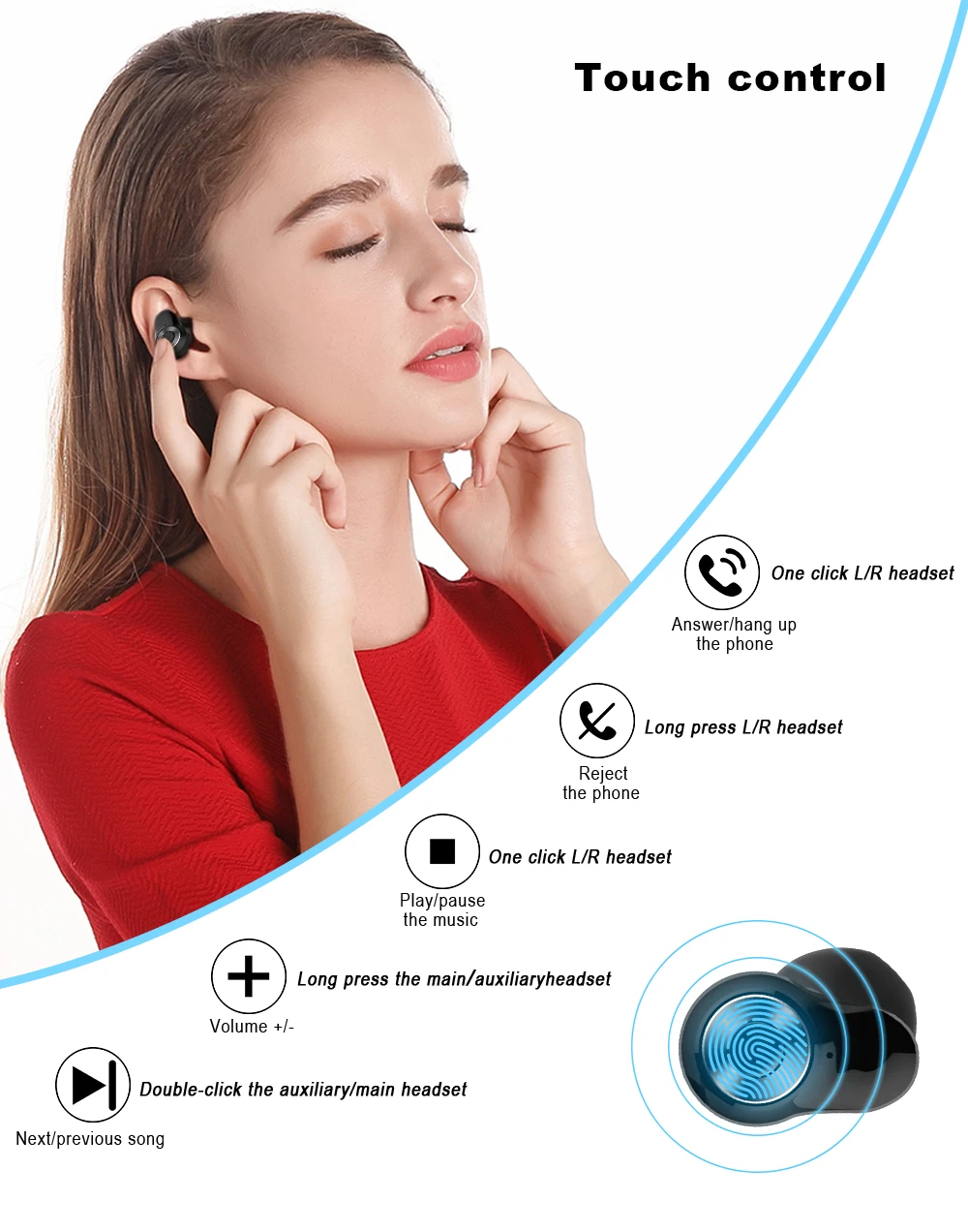 A6 TWS 5,0 Bluetooth Беспроводные наушники с сенсорным управлением из металлического материала спортивные наушники с функцией автоматического сопряжения с зарядным устройством