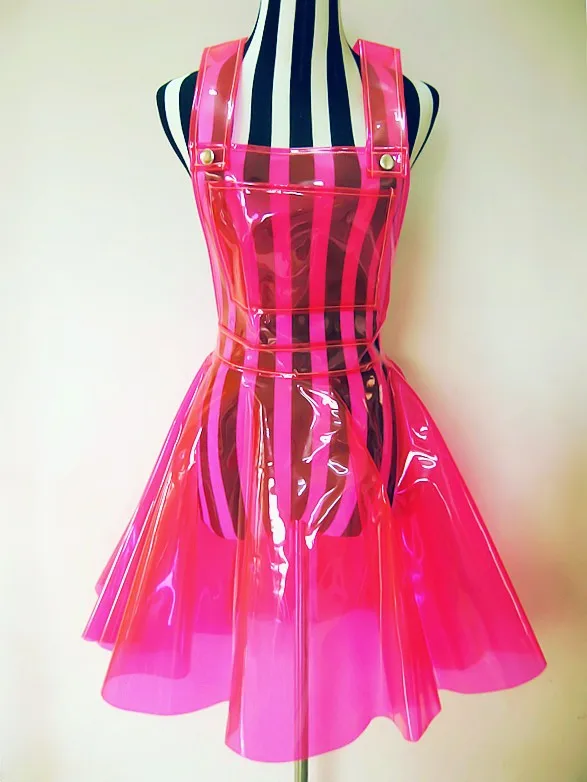 Неоновое голографическое прозрачное ПВХ виниловое пластиковое платье-комбинезон, летний фестивальный Рейв, одежда, наряды, прозрачные платья Харадзюку - Цвет: 8076 pink