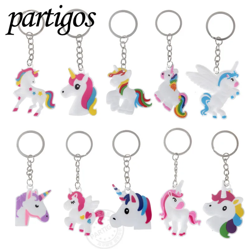 

1pc rainbow unicorn Keychain Multi style Horse Key Holder Alloy Key Ring For Woman Girls Gift Jewelry Cute Fairytale PVC Unicorn