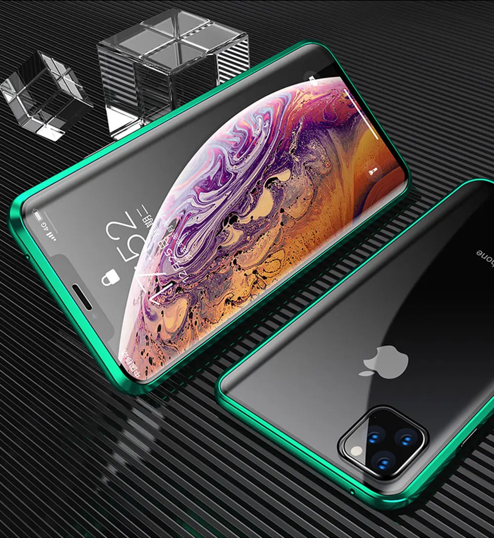 Магнитный чехол для Iphone 11 Pro Max, двусторонний чехол из закаленного стекла, прозрачный чехол для Iphone 11 Pro, чехол для телефона