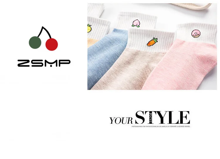 Spring And Summer New Products Cartoon Fruit Women's Sweet Casual Short Socks Pure Cotton Breathable Korean-style Women’s Boat S