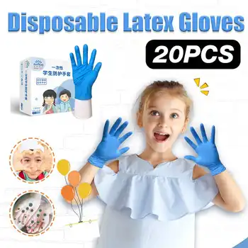 

20Pcs Children's Disposable Gloves Blue Nitrile latex Protective Gloves Home Food for children Left Right Hands Universal Gloves