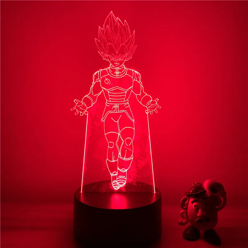 3D светодиодный ночной Светильник аниме Dragon Ball Z Vegeta First Advent Ver. Фигурка 7 цветов Сенсорная Оптическая иллюзия Модель настольной лампы