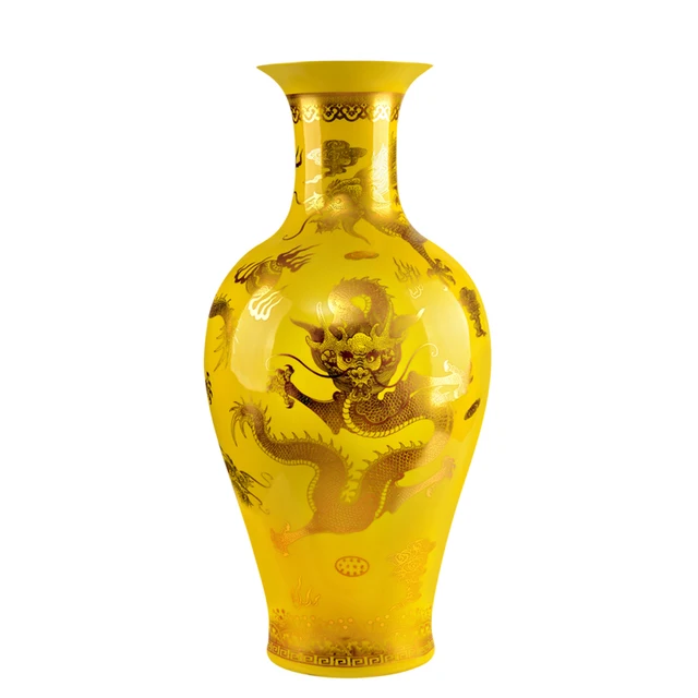 Antique Chinese Dragon Jingdezhen Handmade Golden Drawing Large Floor Vase For Home Decor Tall Floor Vase 1