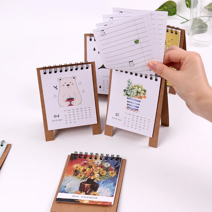 

1PC Arrived 2019 Fresh Style DIY Animals Mini Desktop Paper Calendar Dual Daily Scheduler Table Planner Yearly Agenda Organizer