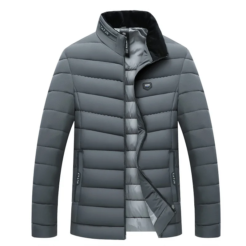 Gray Parka Мужские парки, зимняя куртка со стоячим воротником, Мужская парка, мужские однотонные утепленные куртки и пальто, Мужская зимняя верхняя одежда, ZA301 - Цвет: Gray Parka