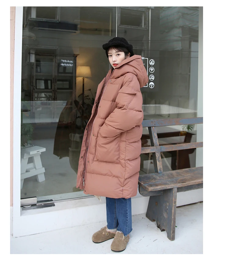 Модные зимние длинные куртки с хлопковой подкладкой Женская парка пальто зимняя одежда корейский Свободный жакет с капюшоном верхняя одежда V999