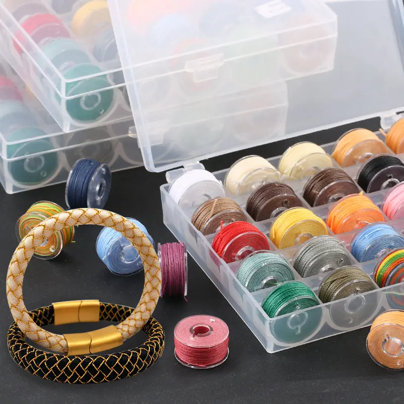 25 Colors Sewing Waxed Thread Leather Stitching Round Cord Woven Braided Wire Bracelet Rope For Strap Wallet Jewelry Making DIY
