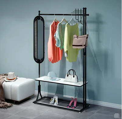 Clothes rack falling zone rotating mirror bedroom living room integrated corner porch hanging clothes shelf
