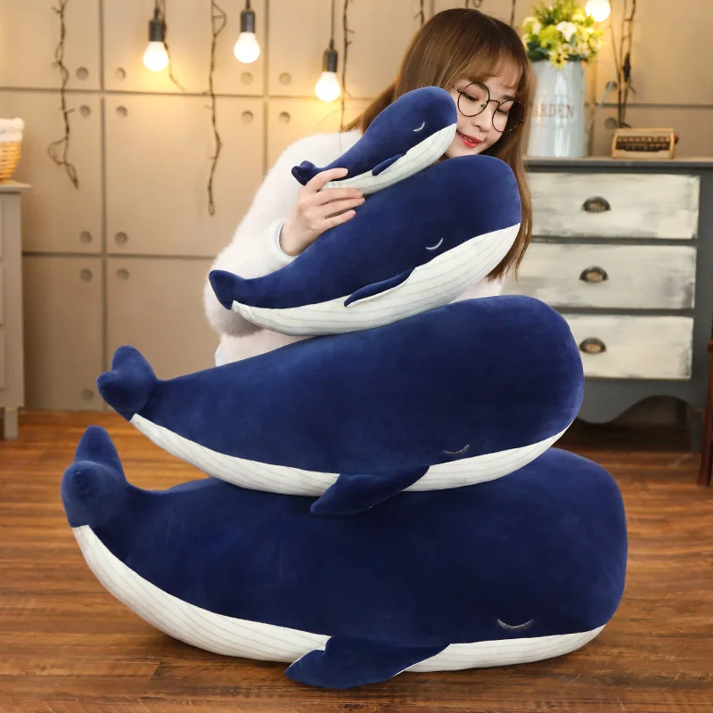 Вниз хлопок мягкое тело Моделирование большой синий кит дельфин кукла плюшевые игрушки подушка ребенок женский подарок на день рождения