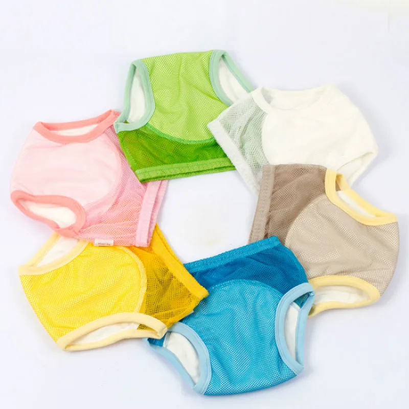 Summer Cool and Breathable Baby Underwear Solid Elastic Panties Briefs for Girls Baby's Training Pants Soft Cotton Reusable Cute
