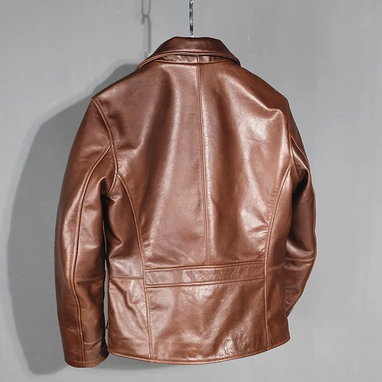 

Real Genuine Men Cowhide Coats Vintage Biker Motorcycle Jacket Short Men's Leather Jackets12-42 KJ4162