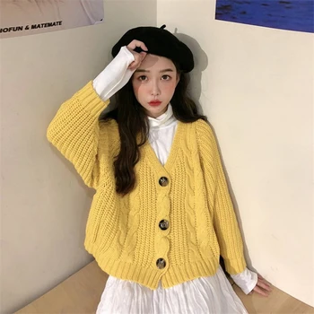 

2020 Autumn Candy Color Ribbed Knitted Cardigan Women Sexy v-neck knitted women cardigan Elegant autumn ladies sweaters
