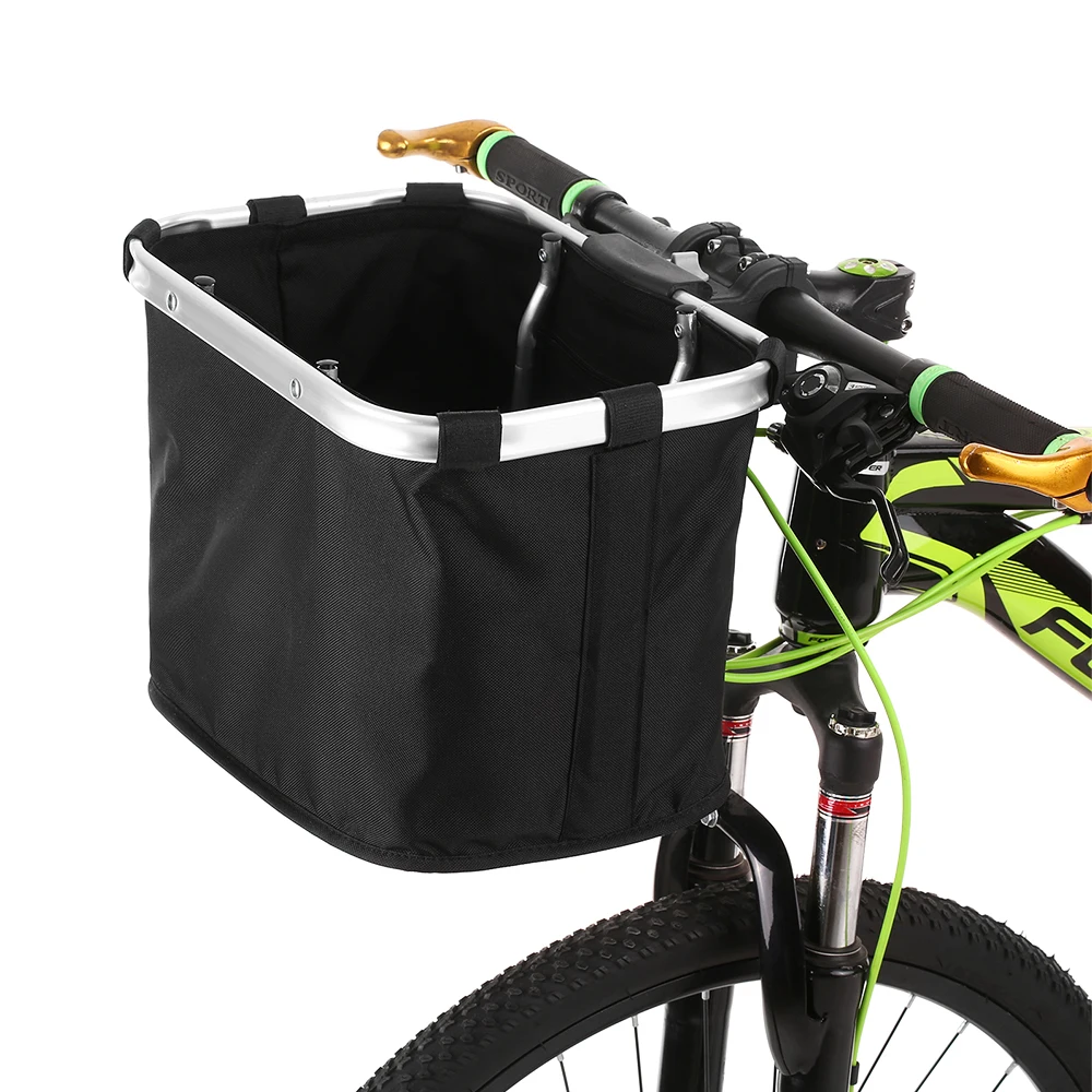  Bicycle Bags Front Basket Folding Removable Bike Handlebar Basket Pet Cat Dog Carrier Bag Aluminum 