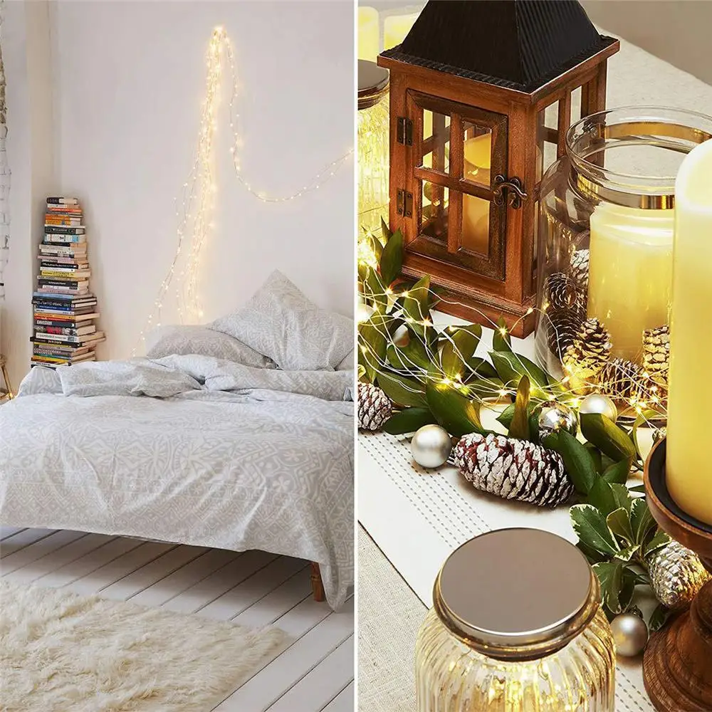Super Bright Fairy String Copper Wire Landscape Lamp Outdoor Festival Fairy String Light Tree Rattan Lamp 100LED 20m Xmas Decor
