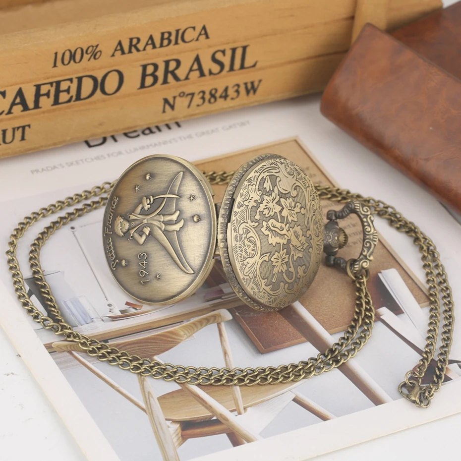 Hot Selling Classic The Little Prince Movie Planet Blue Bronze Vintage Quartz Pocket FOB Watch Popular Gifts for Boys Girls Kids 2019 2020 2021 2022 2023 (1)