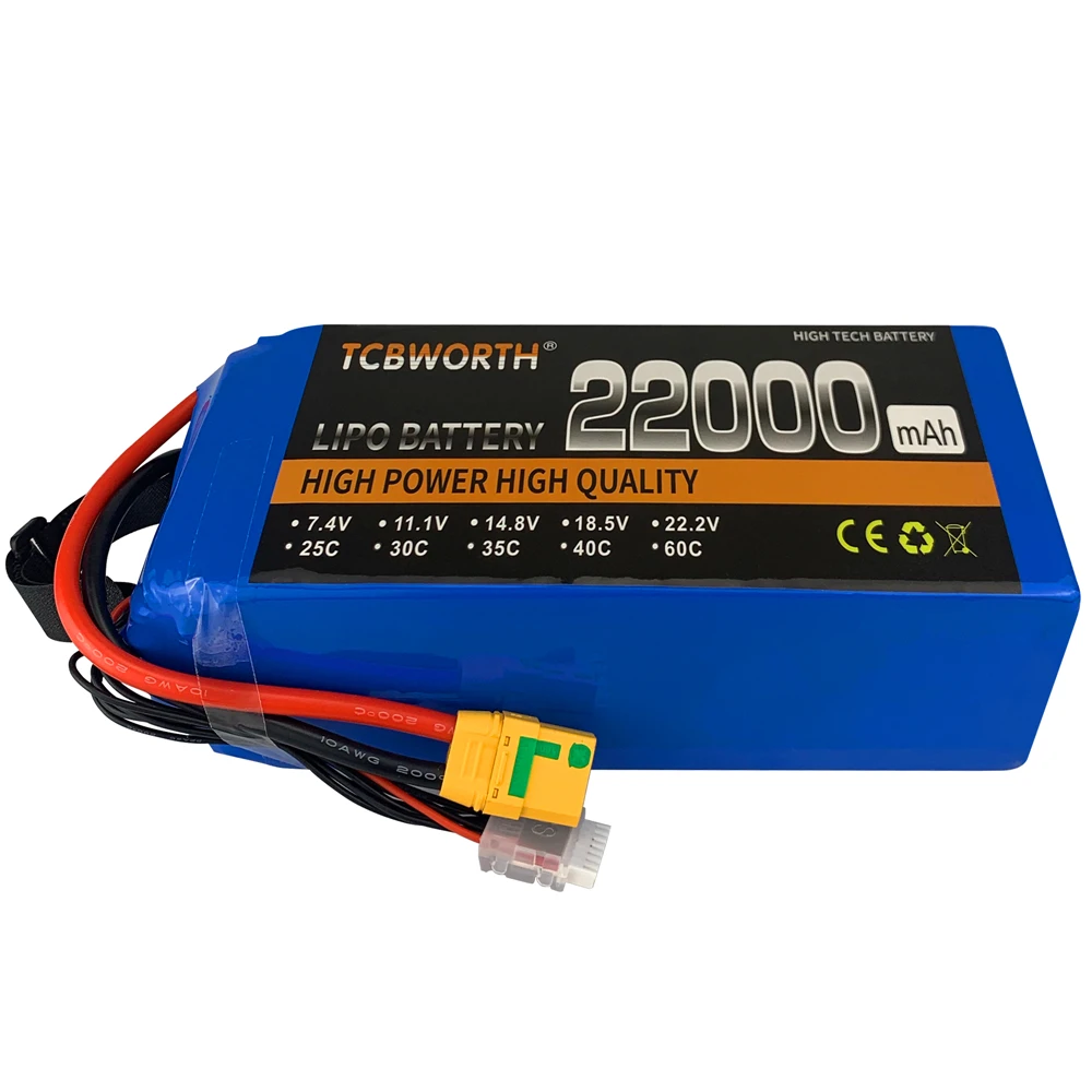 Batterie LiPo RC 6S 22.2V 22000mAh 25C pour voiture RC, avion