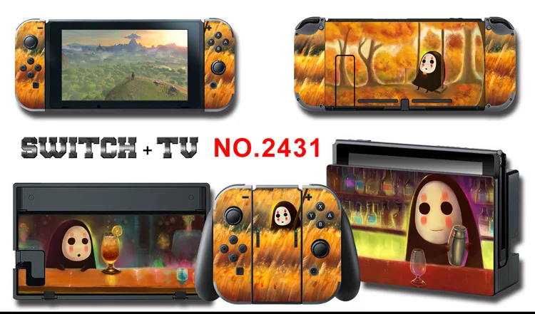 1set New Cute Anime Full Body Sticker for NS Switch Protective Cover Skin Colorful Art for Game Console Joy-Con Controller Decor