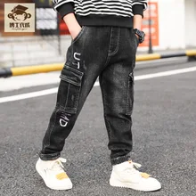 Джинсовые брюки для мальчиков; детская рабочая одежда; брюки в Корейском стиле; Новинка года; стильная осенняя одежда для больших мальчиков; сезон весна-осень; детская одежда