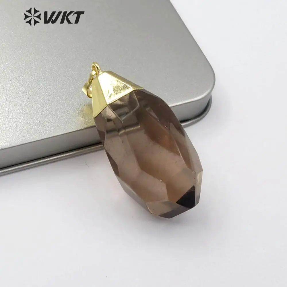 WT-P1458 WKT с золотым покрытием раухтопаз воды подвеска в форме капли Для женщин модные Цепочки и ожерелья кулон ювелирные изделия