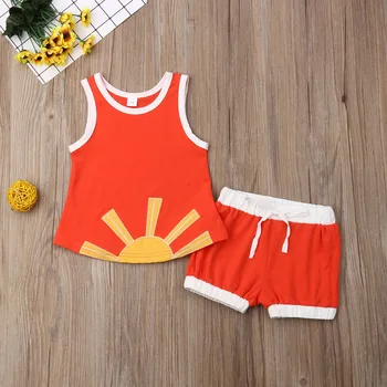 

Pudcoco Summer Newborn Baby Boy Clothes Sleeveless Sun Print Vest Tops Short Pants 2Pcs Outfits Cotton Clothes Summer