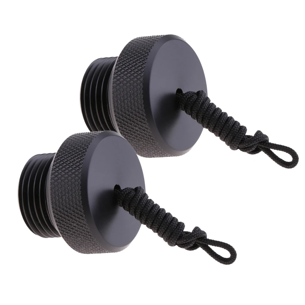 2Pcs/Set Scuba Dive DIN Tank Valve Cap Dust Plug & Lanyard for First Stage Diving Diver