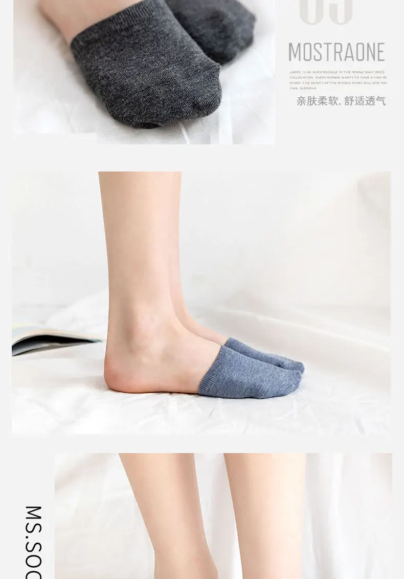 Half Length Socks Women's Front jiao zhang wa Thin Summer Pure Cotton Sweat Absorbing Short Socks Anti-slip Closed-toe Slippers
