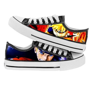 

Anime Print Low Top Canvas Shoes Naruto Sasuke Cosplay Flats Lovers Breathable Casual Running Sneakers for Men/Women