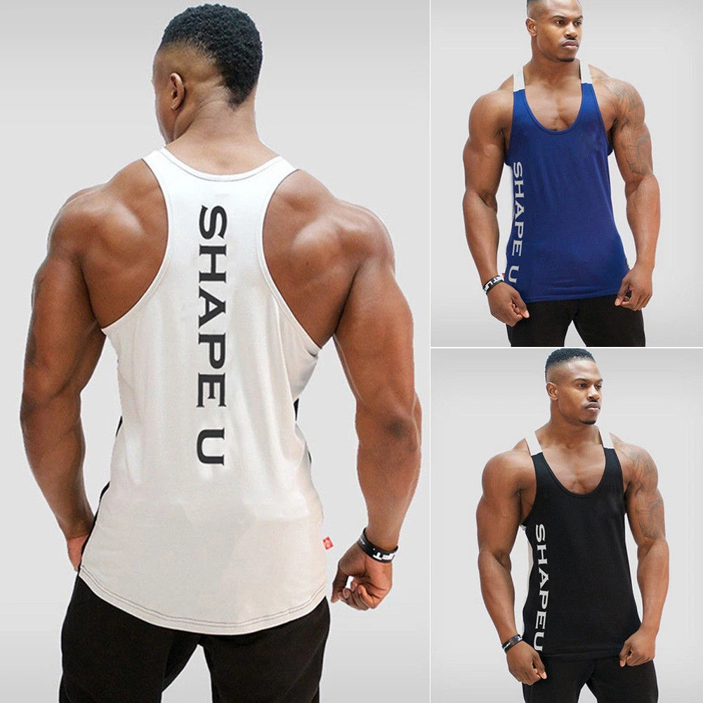 男性筋肉タンクトップボディービルワークアウトジムスポーツノースリーブストリンガーシャツベスト Tank Tops Aliexpress