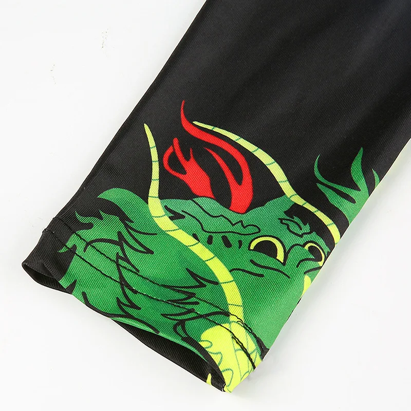 Shstyle, перчатки с высоким горлом и надписью «зеленый дракон», женские боди на пуговицах, Сексуальные облегающие хип-хоп модные боди, Прямая поставка