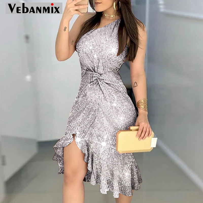 sleeveless ruffle hem bodycon dress