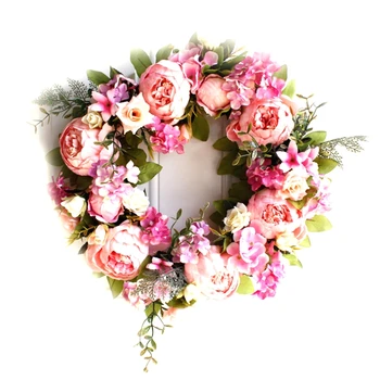 

16inch Peonies Wreath Front Door Wreath - Handcrafted Wreath for Home Wall Decor