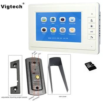 

Vigtech 7" LCD Color Screen video door phone Record intercom device system interphone for home phone 8GB TF Card intercom device
