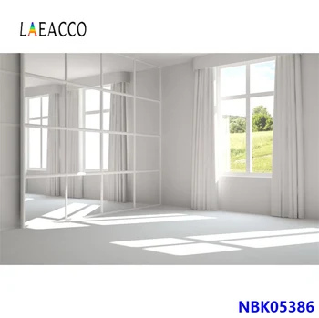 

Laeacco Gray White House Curtain Blanket Frame Window Sunshine Child Interior Photography Backdrop Photo Background Photo Studio