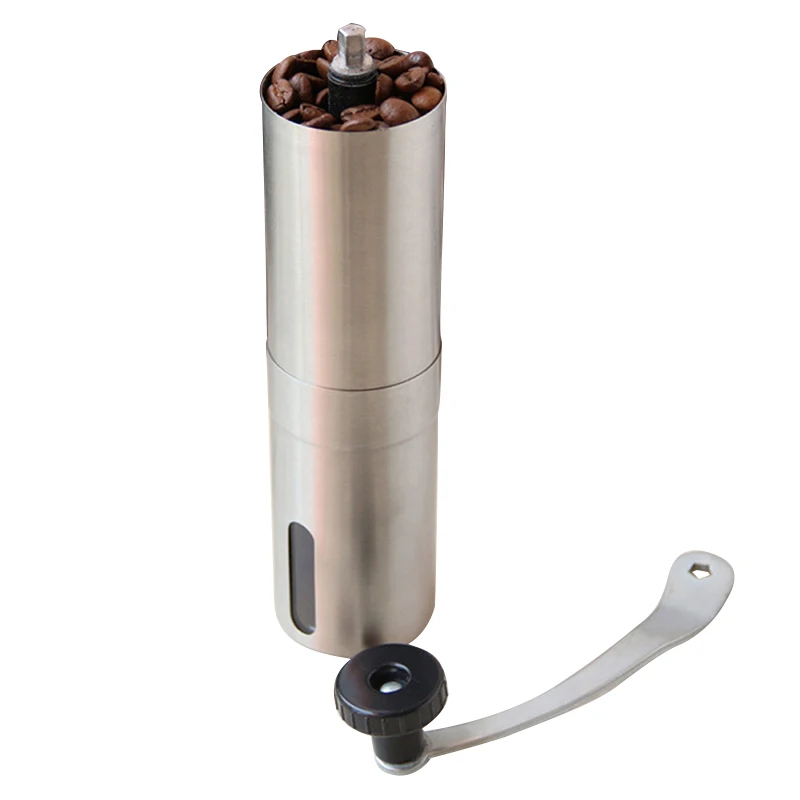 

Silver Coffee Mini Stainless Steel Hand Manual Handmade Coffee Bean Burr Grinders Mill Crocus Grinders Kitchen Accessories
