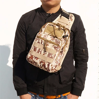 Тактическая нагрудная сумка мужская Спортивная охотничья походная сумка через плечо большой емкости водостойкий износостойкий сумки через плечо - Цвет: Desert Digital