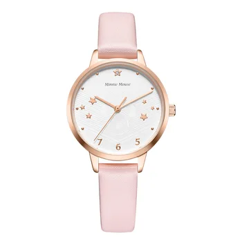 

Disney brand Mickey womens wristwatches quartz leather waterproof woman fashion watches student gilr clocks