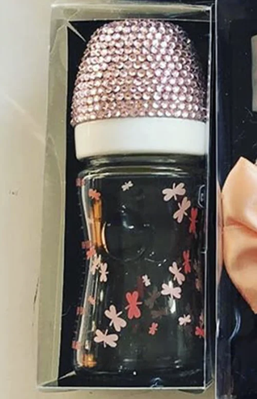 Гламурные сверкающие детские бутылочки с бриллиантами, Королевский Дубай, Турция, Соска-пустышка со сглаза для новорожденных на память, персональный подарок, ювелирная коробка - Цвет: pink