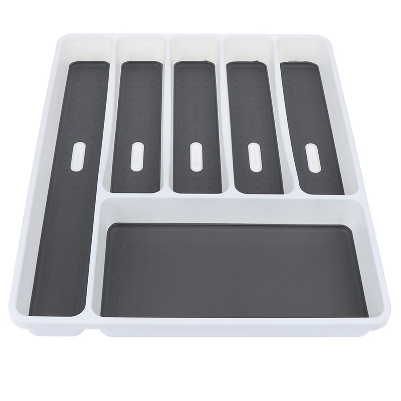 6 Compartments Cutlery Tray Kitchen Drawer Kitchen Tableware Tray Organizer Spoon Knife Fork Separation Plastic Storage Box