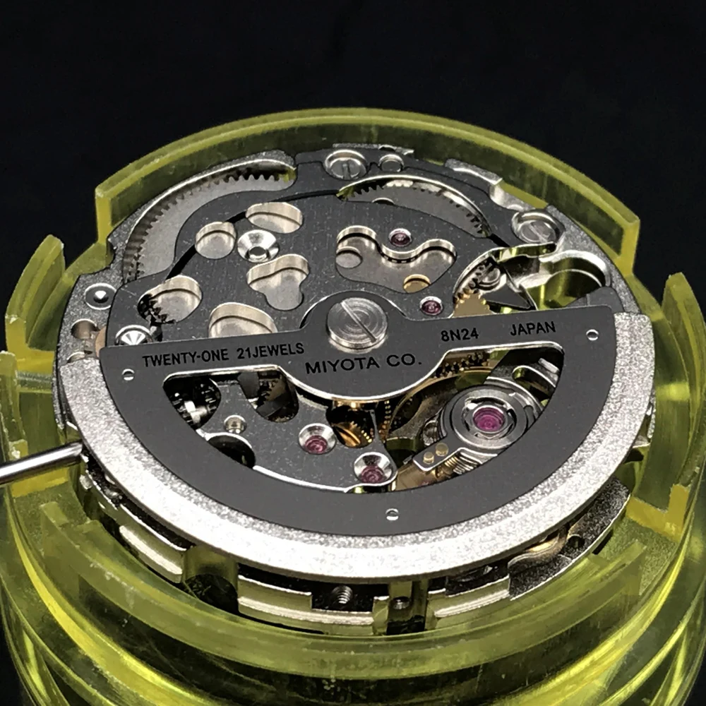 Original Japan Miyota 8N24 Skeleton Movement Steel Silver 21 Jewels