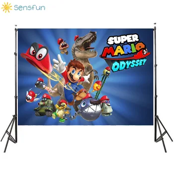 

Sensfun Video Game Mario Theme Party Background Photo Newborn Props Vinyl Birthday Photography Backdrop Cake Table Decoration