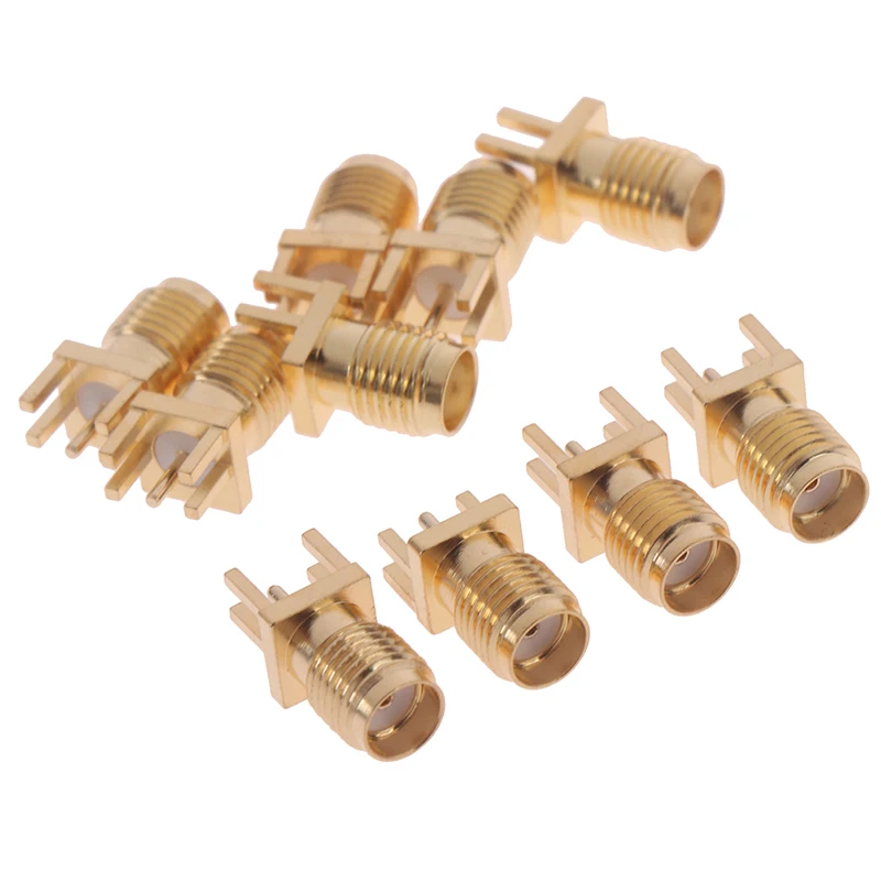 10pcs SMA Female RF Connectors 1.6mm SMA Female Solder Nut Edge PCB Clip Straight Mount RF Connectors
