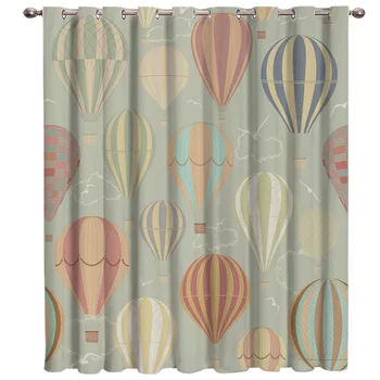 

Stripe Pattern Hot Air Balloon Window Treatments Curtains Valance Curtain Rod Bathroom Decor Bedroom Fabric Kids Room