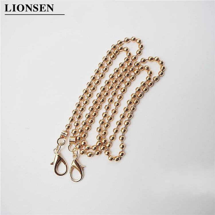 Lionsen 120cm Ball Replacement Chain Strap Metal link Clasp Purse Chain Bag Handle Shoulder Cross Body Handbags Chain Strap