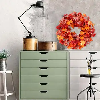 

2020 Newest Artificial Wreath Lifelike Durable Maple Leaf Decoration Garland Pendant for Easter Thanksgiving Days